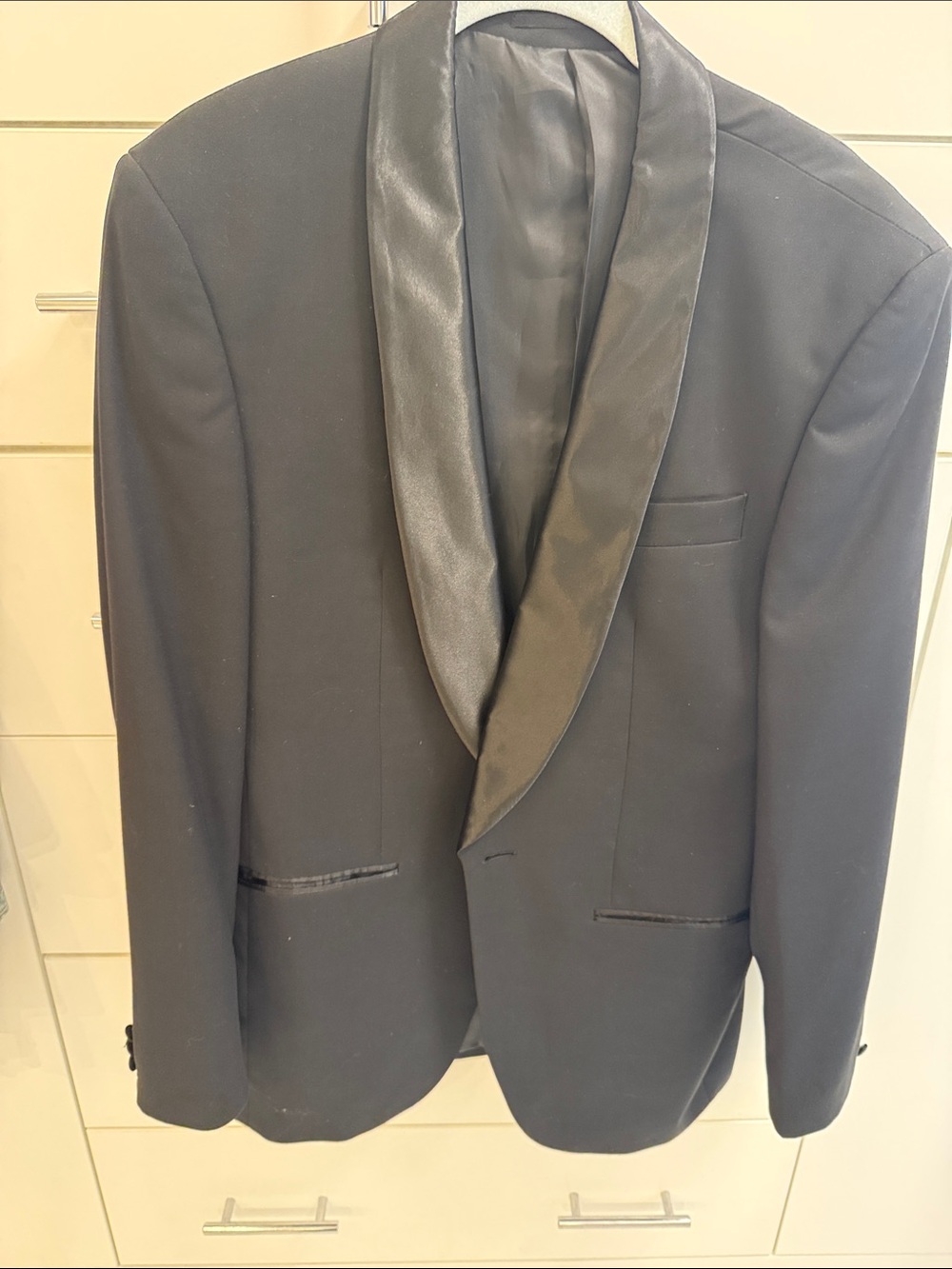 Purchased in Copenhagen. Pre End City. Size 46 Black Shawl Lapel Tuxedo Jacket